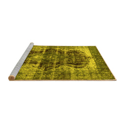 Sideview of Machine Washable Persian Yellow Bohemian Rug, wshurb1049yw