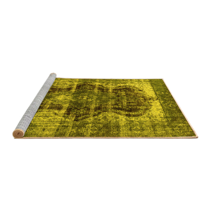 Sideview of Machine Washable Persian Yellow Bohemian Rug, wshurb1049yw