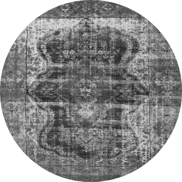 Round Machine Washable Persian Gray Bohemian Rug, wshurb1049gry