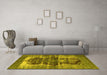 Machine Washable Persian Yellow Bohemian Rug in a Living Room, wshurb1049yw