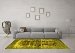 Machine Washable Persian Yellow Bohemian Rug in a Living Room, wshurb1049yw