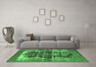 Machine Washable Persian Emerald Green Bohemian Area Rugs in a Living Room,, wshurb1049emgrn