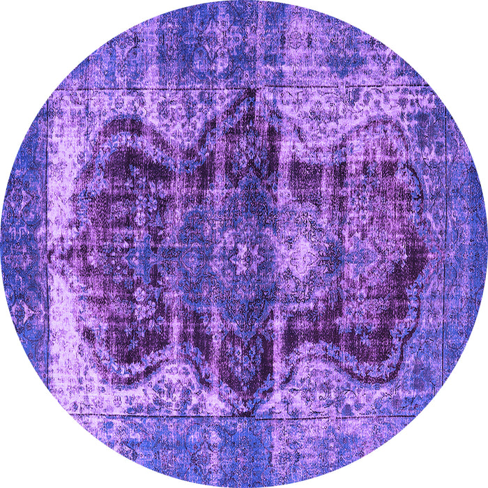 Round Machine Washable Persian Purple Bohemian Area Rugs, wshurb1049pur