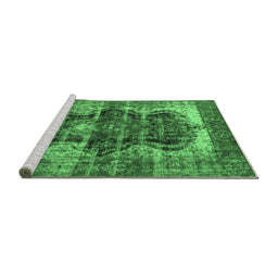 Sideview of Machine Washable Persian Emerald Green Bohemian Area Rugs, wshurb1049emgrn