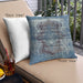 Front View of Mid-Century Modern Urban Square Koi Blue Throw Pillow, 18 inch by 18 inch, pwurb1049