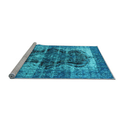 Sideview of Machine Washable Persian Light Blue Bohemian Rug, wshurb1049lblu