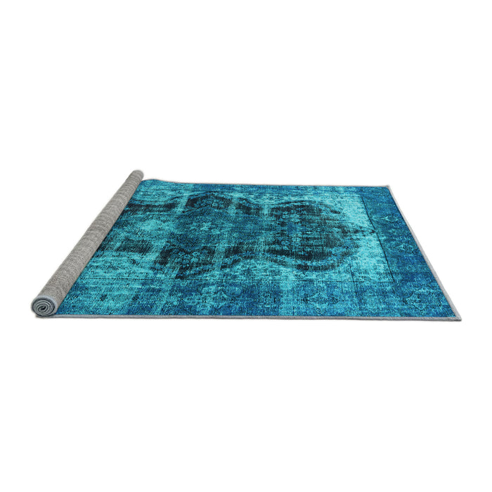 Sideview of Machine Washable Persian Light Blue Bohemian Rug, wshurb1049lblu