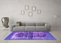 Machine Washable Persian Purple Bohemian Area Rugs in a Living Room, wshurb1049pur
