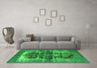 Machine Washable Persian Green Bohemian Area Rugs in a Living Room,, wshurb1049grn