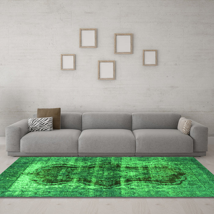 Machine Washable Persian Green Bohemian Area Rugs in a Living Room,, wshurb1049grn