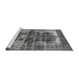 Sideview of Machine Washable Persian Gray Bohemian Rug, wshurb1049gry