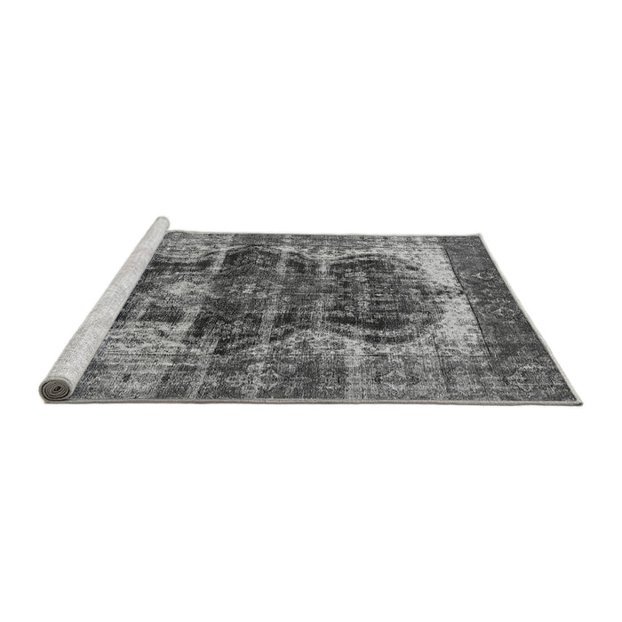 Sideview of Machine Washable Persian Gray Bohemian Rug, wshurb1049gry