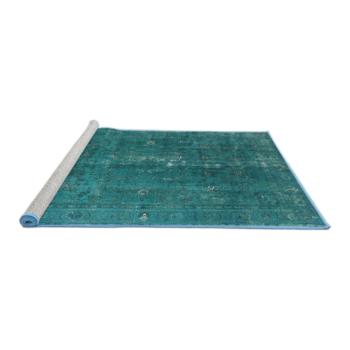 Sideview of Machine Washable Industrial Modern Teal Green Rug, wshurb1050