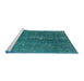 Sideview of Machine Washable Industrial Modern Teal Green Rug, wshurb1050