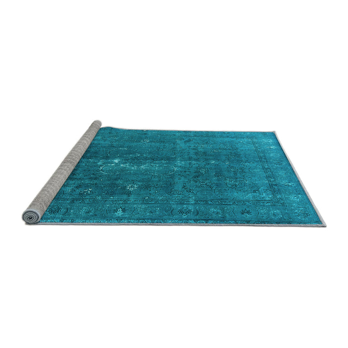 Sideview of Machine Washable Oriental Light Blue Industrial Rug, wshurb1050lblu