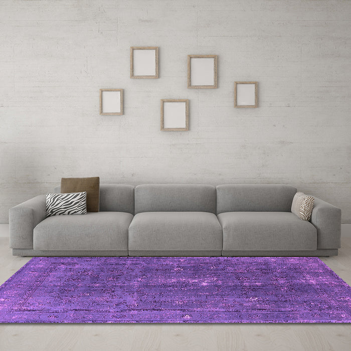 Machine Washable Oriental Pink Industrial Rug in a Living Room, wshurb1050pnk