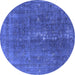 Round Oriental Blue Industrial Rug, urb1050blu