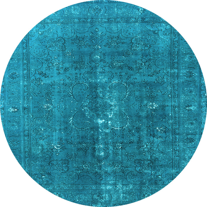Round Oriental Light Blue Industrial Rug, urb1050lblu