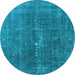 Round Oriental Light Blue Industrial Rug, urb1050lblu