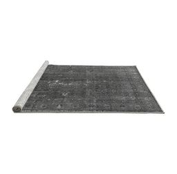 Sideview of Machine Washable Oriental Gray Industrial Rug, wshurb1050gry