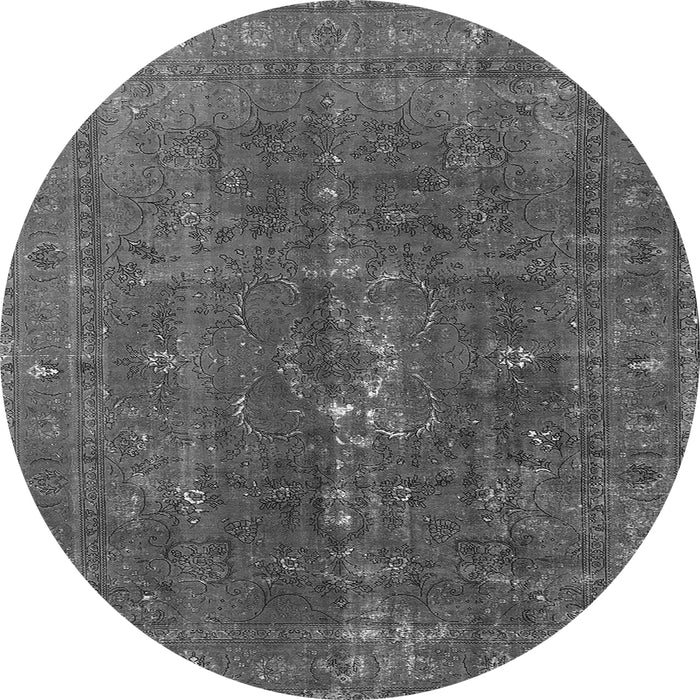 Round Machine Washable Oriental Gray Industrial Rug, wshurb1050gry