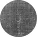 Round Machine Washable Oriental Gray Industrial Rug, wshurb1050gry