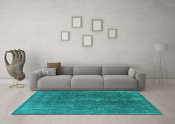 Machine Washable Oriental Turquoise Industrial Area Rugs in a Living Room,, wshurb1050turq