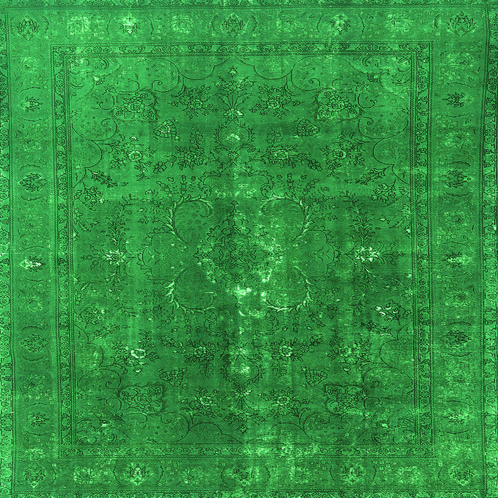 Square Machine Washable Oriental Green Industrial Area Rugs, wshurb1050grn