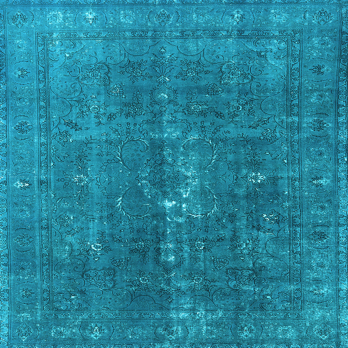 Square Machine Washable Oriental Light Blue Industrial Rug, wshurb1050lblu