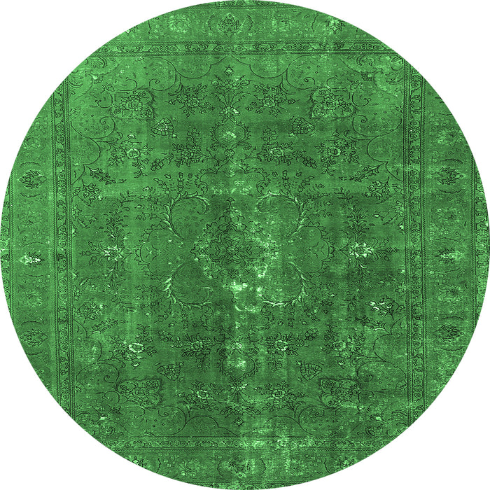 Round Oriental Emerald Green Industrial Rug, urb1050emgrn