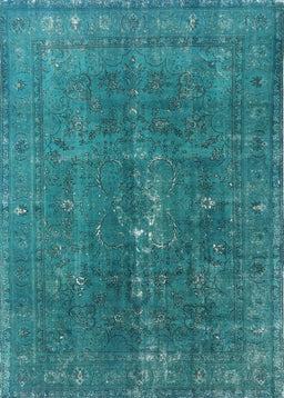 Mid-Century Modern Teal Green Oriental Rug, urb1050