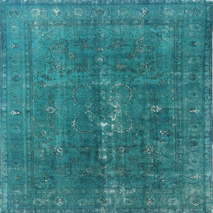 Square Machine Washable Industrial Modern Teal Green Rug, wshurb1050