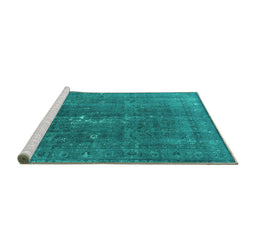 Sideview of Machine Washable Oriental Turquoise Industrial Area Rugs, wshurb1050turq