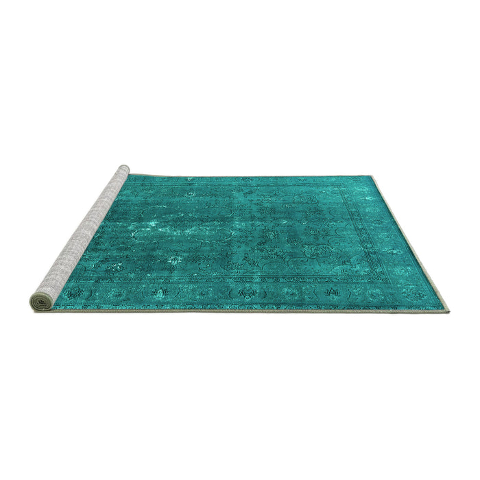 Sideview of Machine Washable Oriental Turquoise Industrial Area Rugs, wshurb1050turq