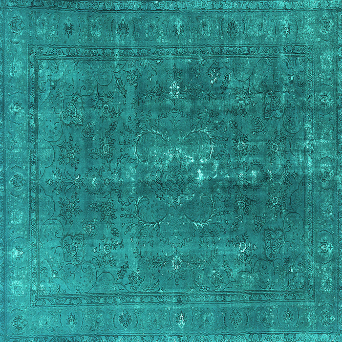 Square Machine Washable Oriental Turquoise Industrial Area Rugs, wshurb1050turq