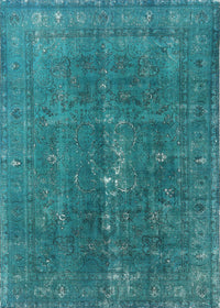 Machine Washable Industrial Modern Teal Green Rug, wshurb1050