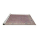 Sideview of Machine Washable Industrial Modern Khaki Rose Pink Rug, wshurb1051