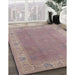 Machine Washable Industrial Modern Khaki Rose Pink Rug in a Family Room, wshurb1051