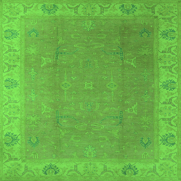 Square Machine Washable Oriental Green Traditional Area Rugs, wshurb1051grn