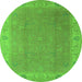 Round Oriental Green Traditional Rug, urb1051grn