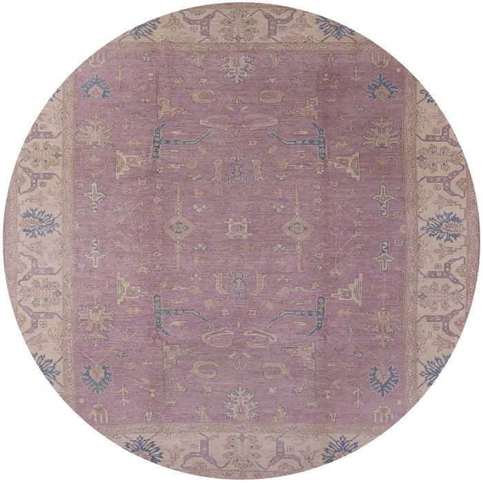Round Machine Washable Industrial Modern Khaki Rose Pink Rug, wshurb1051