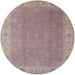 Round Machine Washable Industrial Modern Khaki Rose Pink Rug, wshurb1051