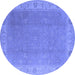 Round Oriental Blue Traditional Rug, urb1051blu