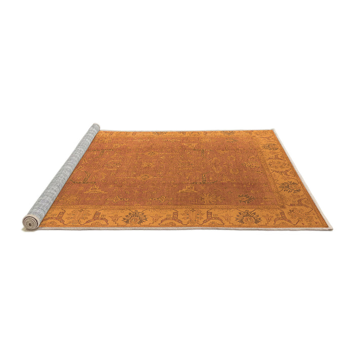 Sideview of Machine Washable Oriental Orange Traditional Area Rugs, wshurb1051org
