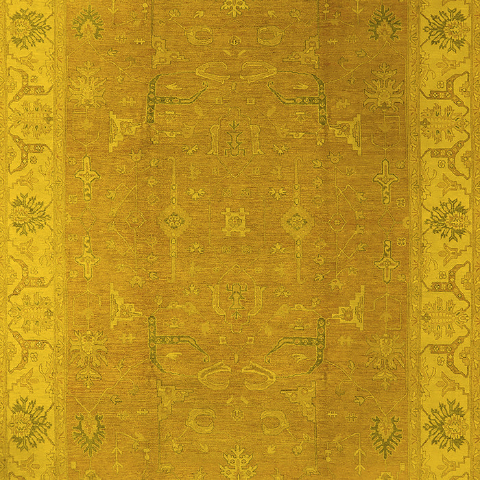 Machine Washable Oriental Yellow Traditional Rug, wshurb1051yw