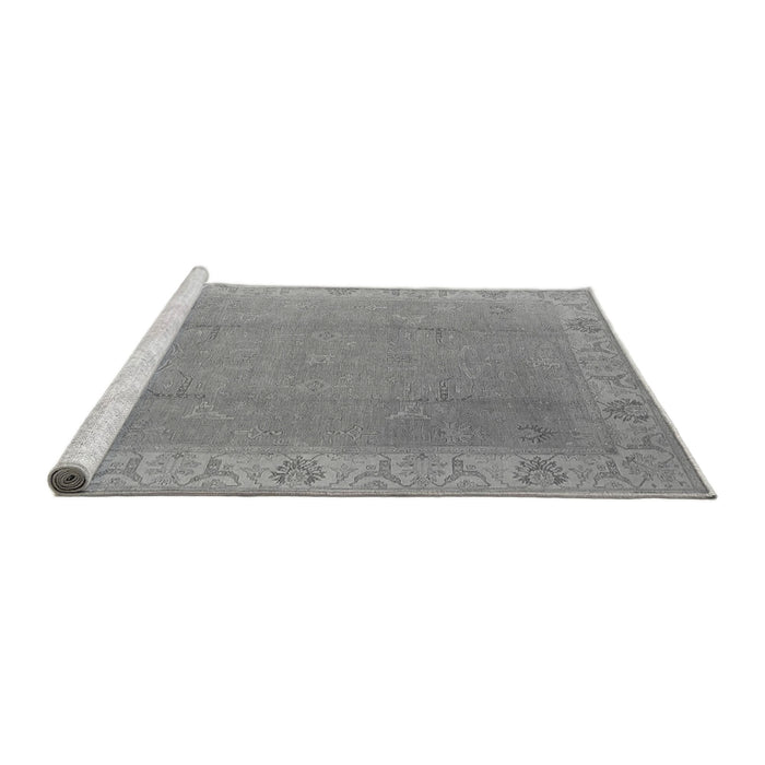 Sideview of Machine Washable Oriental Gray Traditional Rug, wshurb1051gry