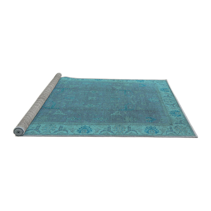 Sideview of Machine Washable Oriental Light Blue Traditional Rug, wshurb1051lblu