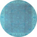 Round Oriental Light Blue Traditional Rug, urb1051lblu