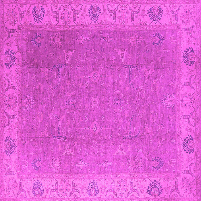 Square Machine Washable Oriental Pink Traditional Rug, wshurb1051pnk