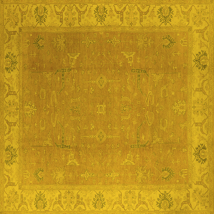 Square Machine Washable Oriental Yellow Traditional Rug, wshurb1051yw